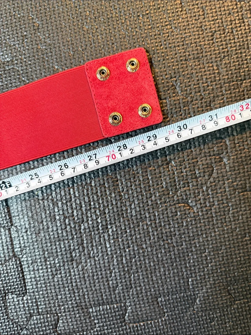 Red Suede Layered Waist Belt with Gold Buckle